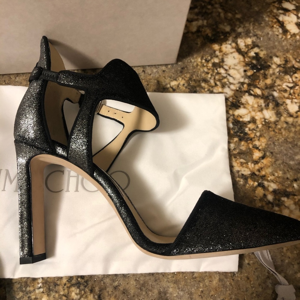 Never been worn Jimmy Choo Moon 100 Metallic Velvet. Size 37.5 - Picture 2 of 5